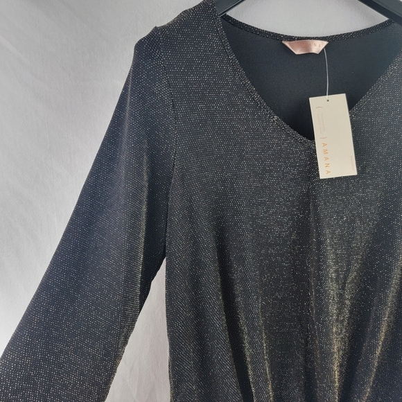 NWT Amana front knot gold sparkle top Size XL - Picture 2 of 4